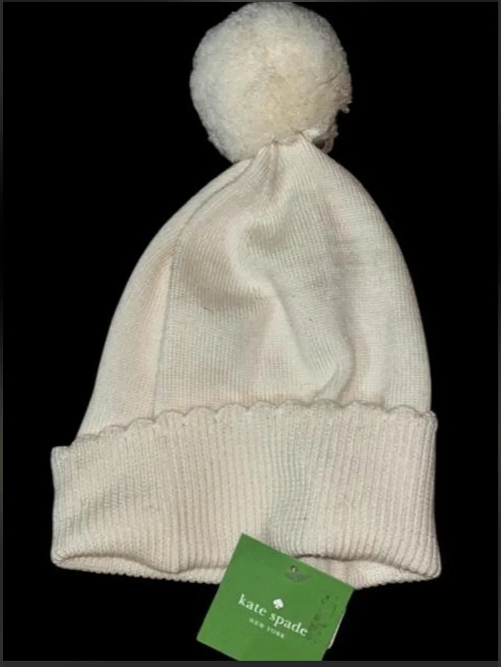 NWT kate spade cream knit pom beanie hat
